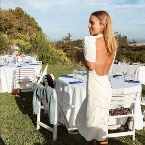 Reformation low back, high neck dress